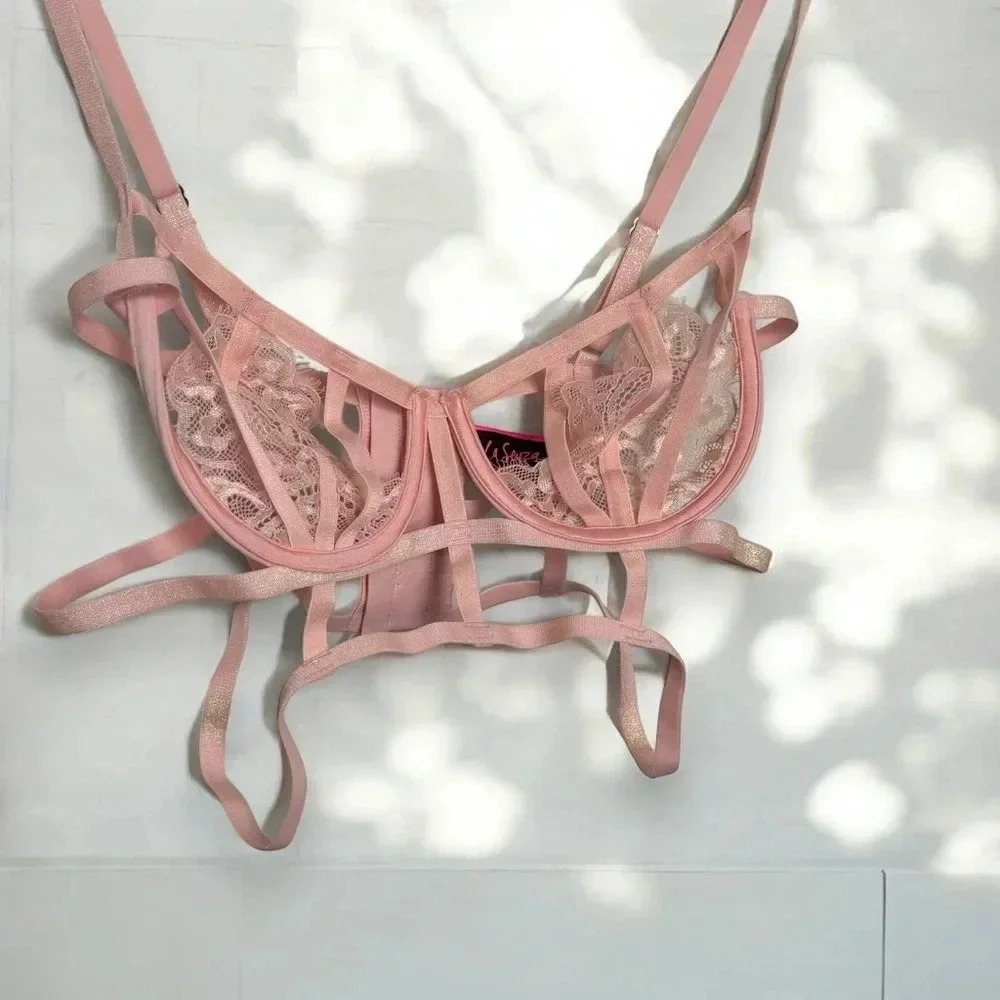La Senza caged pink glitter  bra M goth fairy